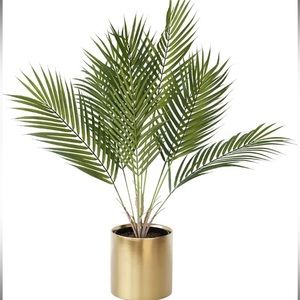 Meda Blooms Faux Areca Palm Plant Gold Vase